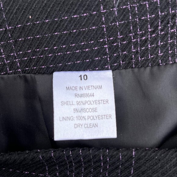 John Meyer‎ Womens Plaid Belted Skirt 2 Pc Suit Black Purple size 10 - Picture 6 of 9